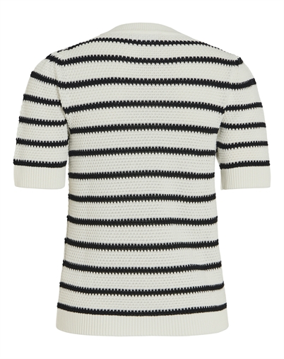 Vila - VIDalo Stripe Strik T-shirt - White Alyssum/Black
